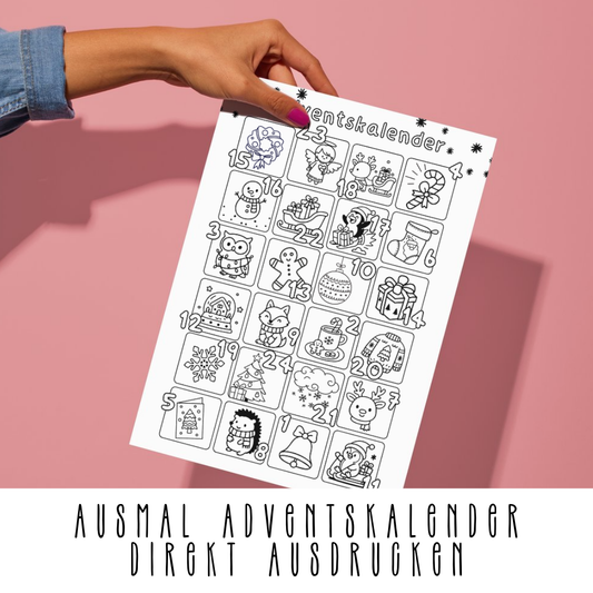 DIGITALE DATEI: Ausmal-Adventskalender für Kinder zum Ausdrucken