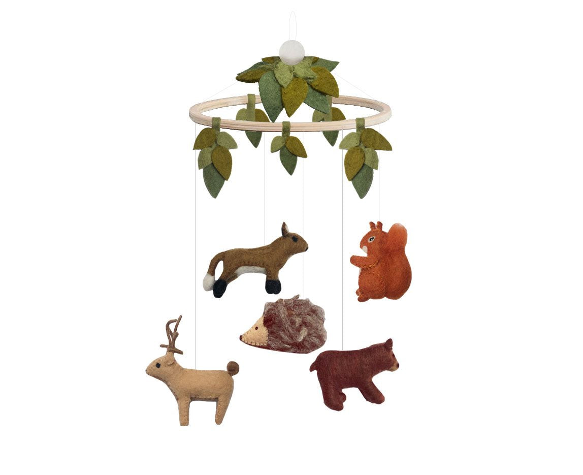 Handgemachtes Mobile mit Wald-Tieren von Gamcha, 20cm Durchmesser