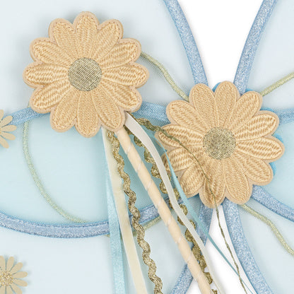Blaue Feenflügel & Blumen-Zauberstab - das perfekte Verkleidungsset für kleine Feen