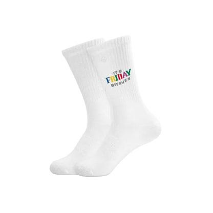 "It´s Friday" - weiße Tennissocken von J. Clay für Frauen und Männer