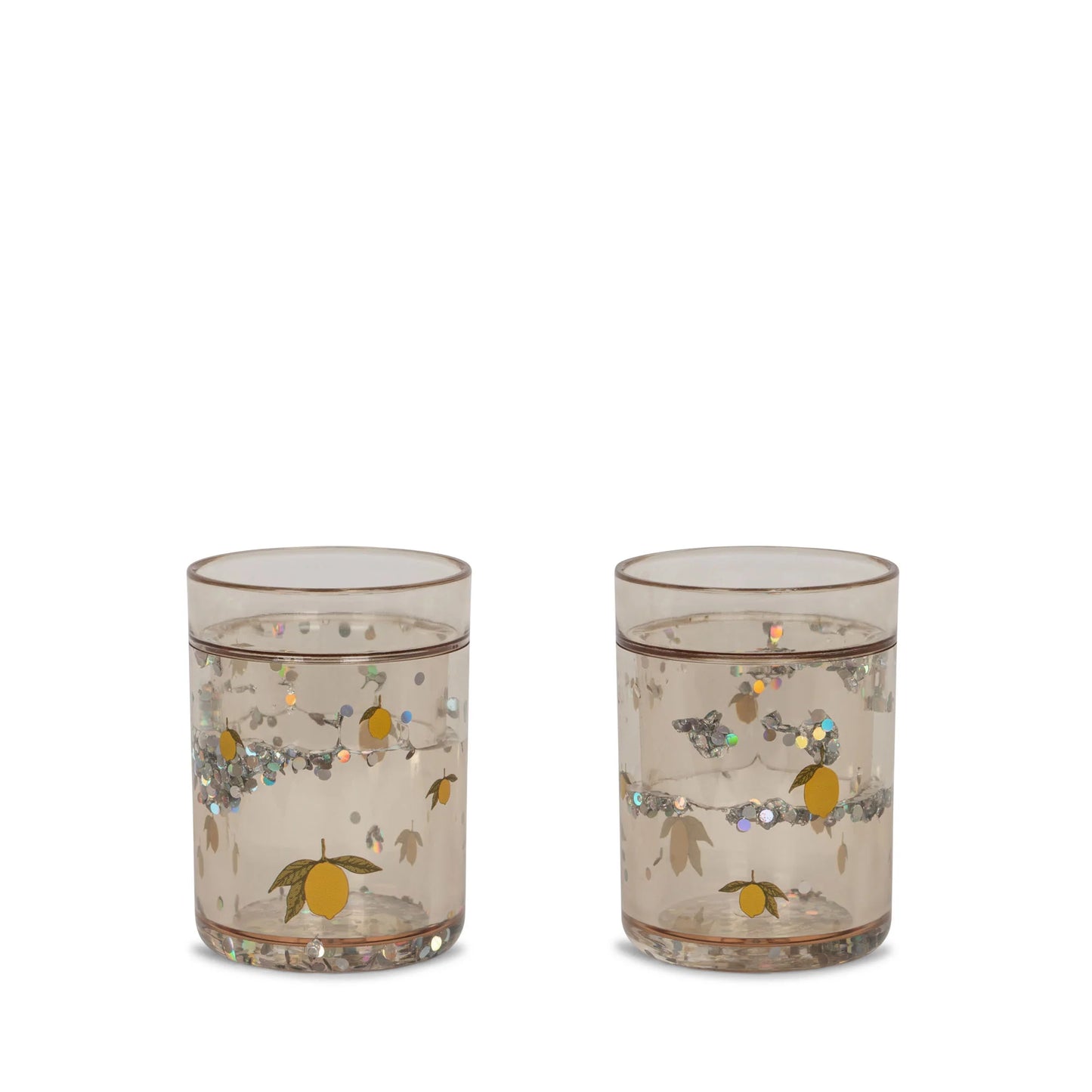 Glitzerbecher "Lemon" mit Zitronenmuster von Konges Slojd, einzeln