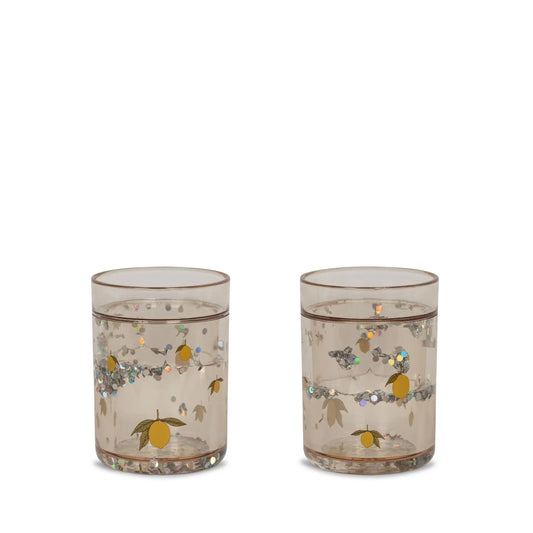 Glitzerbecher "Lemon" mit Zitronenmuster von Konges Slojd, einzeln