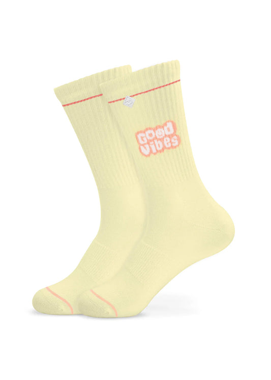 Gelbe Tennissocken "Good Vibes" von J. Clay für Frauen und Männer