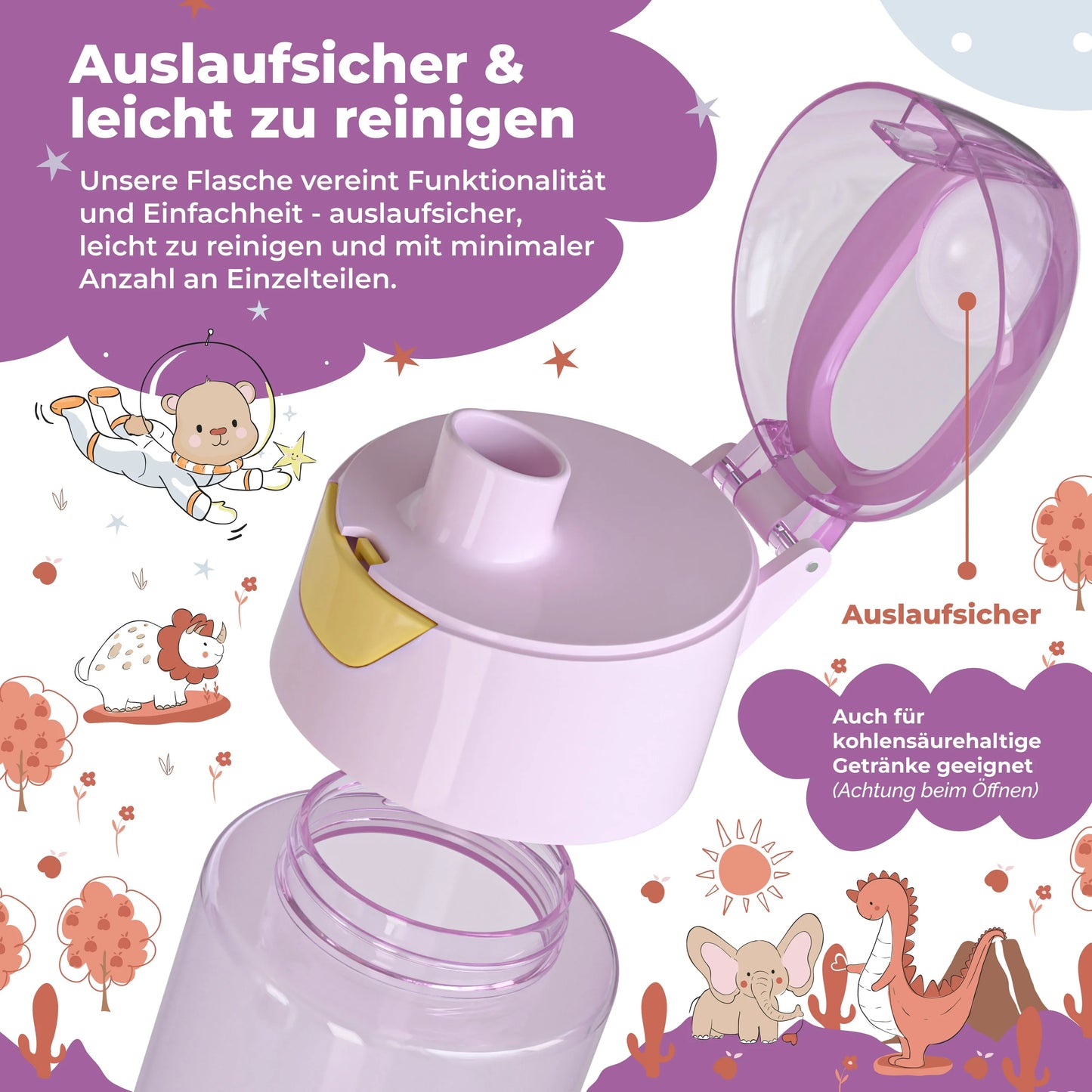 Auslaufsichere Trinkflasche mit Einhorn-Motiv für Kinder
