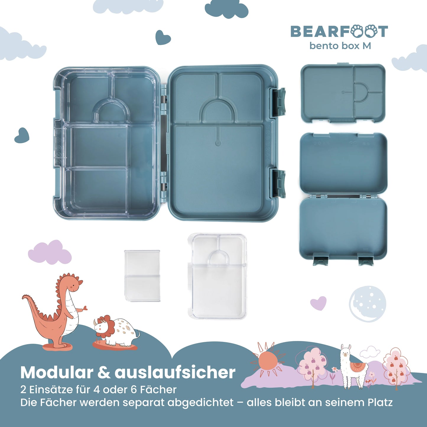 Bentobox-Brotdose mit Bagger-Motiv und Fächern