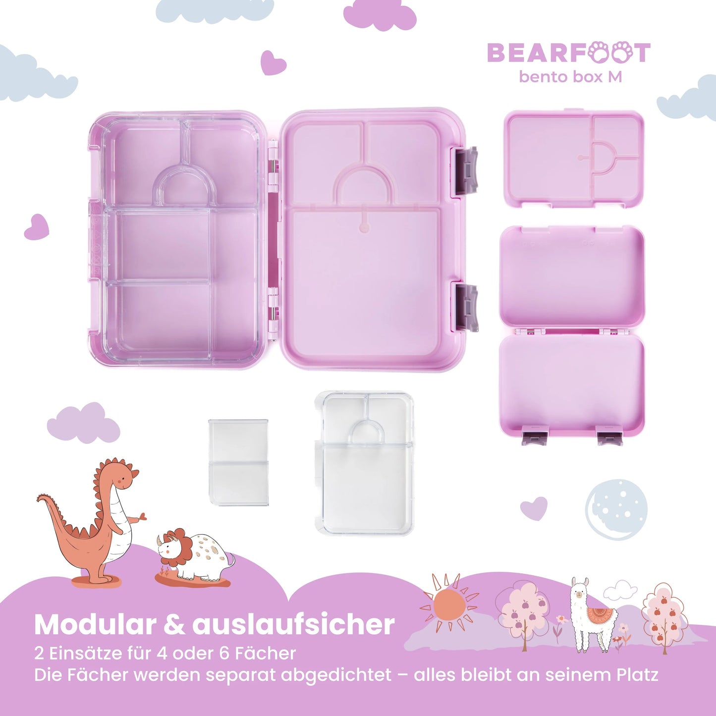 Bentobox-Brotdose mit Einhorn-Motiv und Fächern