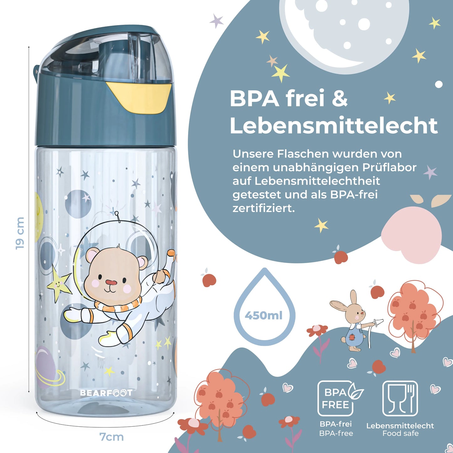 Auslaufsichere Trinkflasche mit Astronaut-Motiv für Kinder