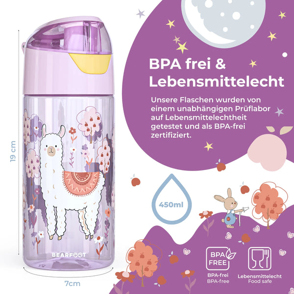 Auslaufsichere Trinkflasche mit Lama-Motiv für Kinder