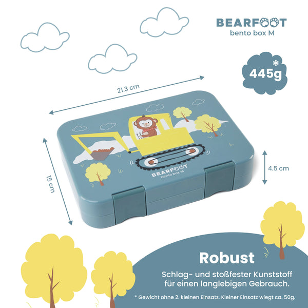 Bentobox-Brotdose mit Bagger-Motiv und Fächern