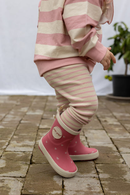 Rosa/weiß gestreifter Pullover mit Rüschen von Petit Piao, Größe 68-122