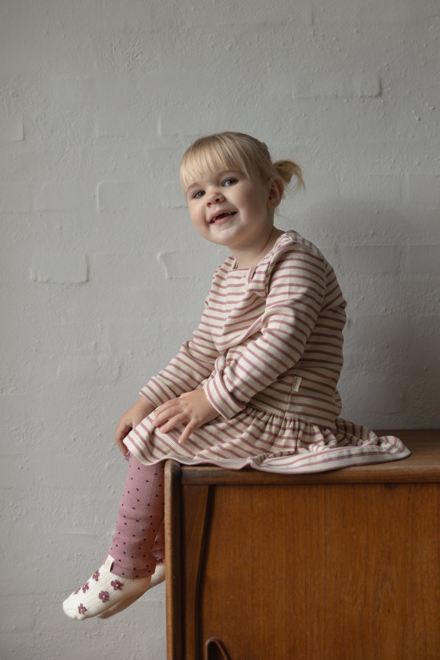 Rosa/weiß gestreiftes Kleid von Petit Piao, Größe 74-122