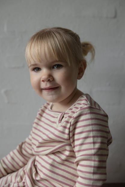 Rosa/weiß gestreiftes Kleid von Petit Piao, Größe 74-122