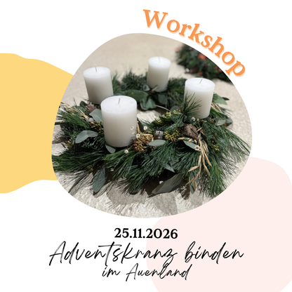 Workshop: "Adventskrans binden" op 24-11-2025 (vindt plaats in AUENLAND!)