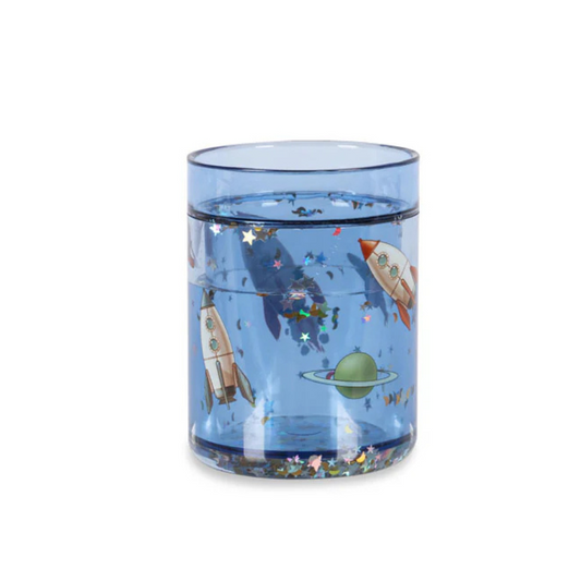 Glitzerbecher "Outer Space" mit Raketen-Motiv von Konges Slojd