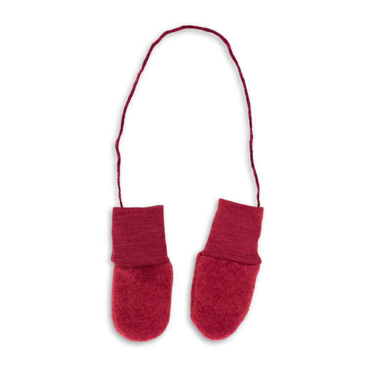 Rote "Baby-Fäustlinge" ohne Daumen von Engel aus Schurwolle