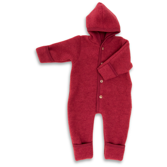 Roter Wollfleece-Overall "Jaspis Melange" von Engel, verschiedenen Größen