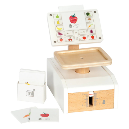 Stylische Küchenwaage aus Holz - Zubehör für den Kaufladen