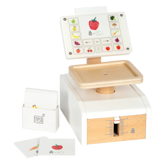 Stylische Küchenwaage aus Holz - Zubehör für den Kaufladen