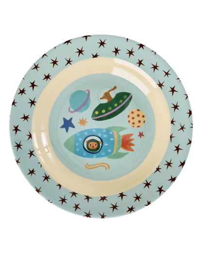 Kinderteller "Dogs in Space" mit Weltall-Motiv von Rice