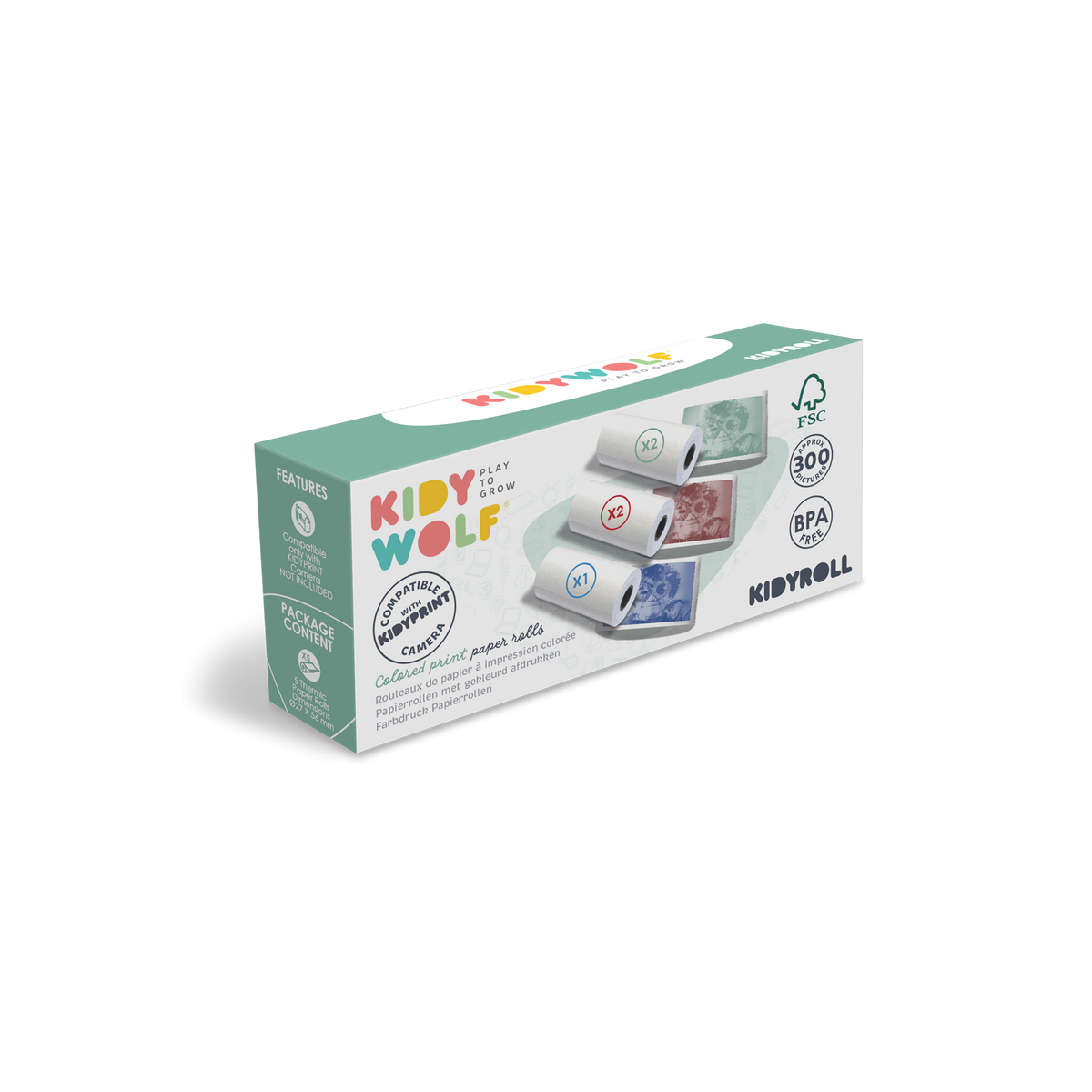 Kidywolf Buntpapier Nachfüllrollen für Kidyprint