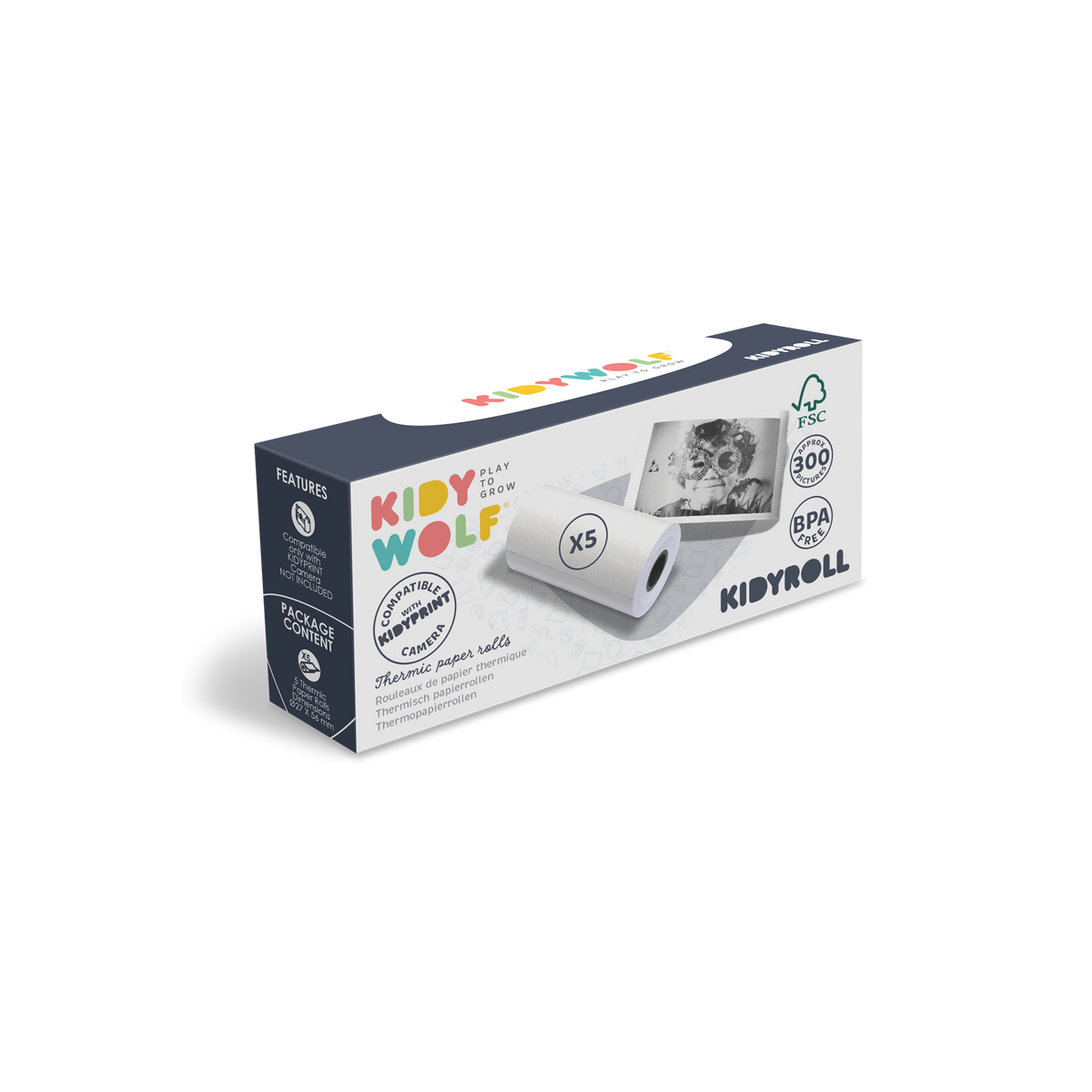 Kidywolf Thermopapier Nachfüllrollen für Kidyprint