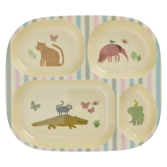 Teller mit "Sweet Jungle" Motiv mit Fächern von Rice - perfekt für Kleinkinder