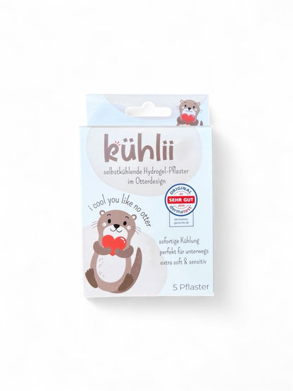 Kühlii Kühlpflaster für Kinder mit Otter-Motiv – selbstkühlendes Hydrogel-Pflaster gegen Beulen und Prellungen, 5 Stück