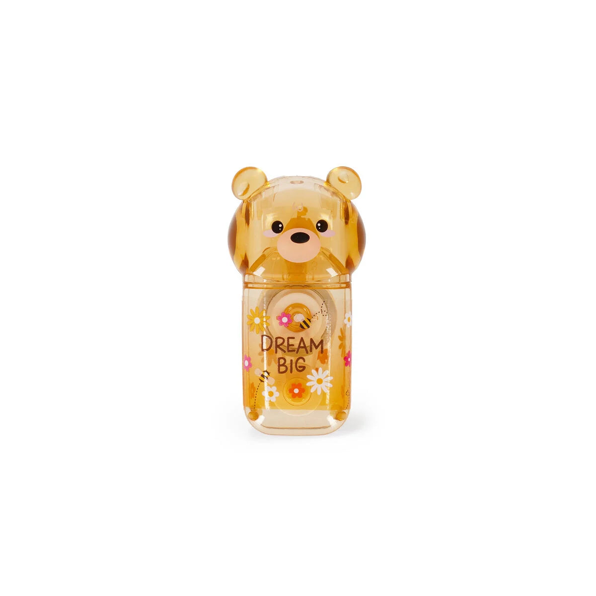 Legami Korrekturroller Bear Sweet Bear freistehend – transparentes Gehäuse in Bärenform mit Bernsteingelb und Dream-Big-Schriftzug
