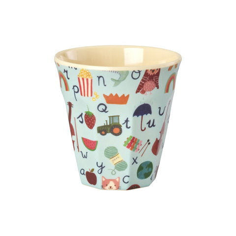 Blauer Becher mit "Abc" Motiv von Rice, 250ml