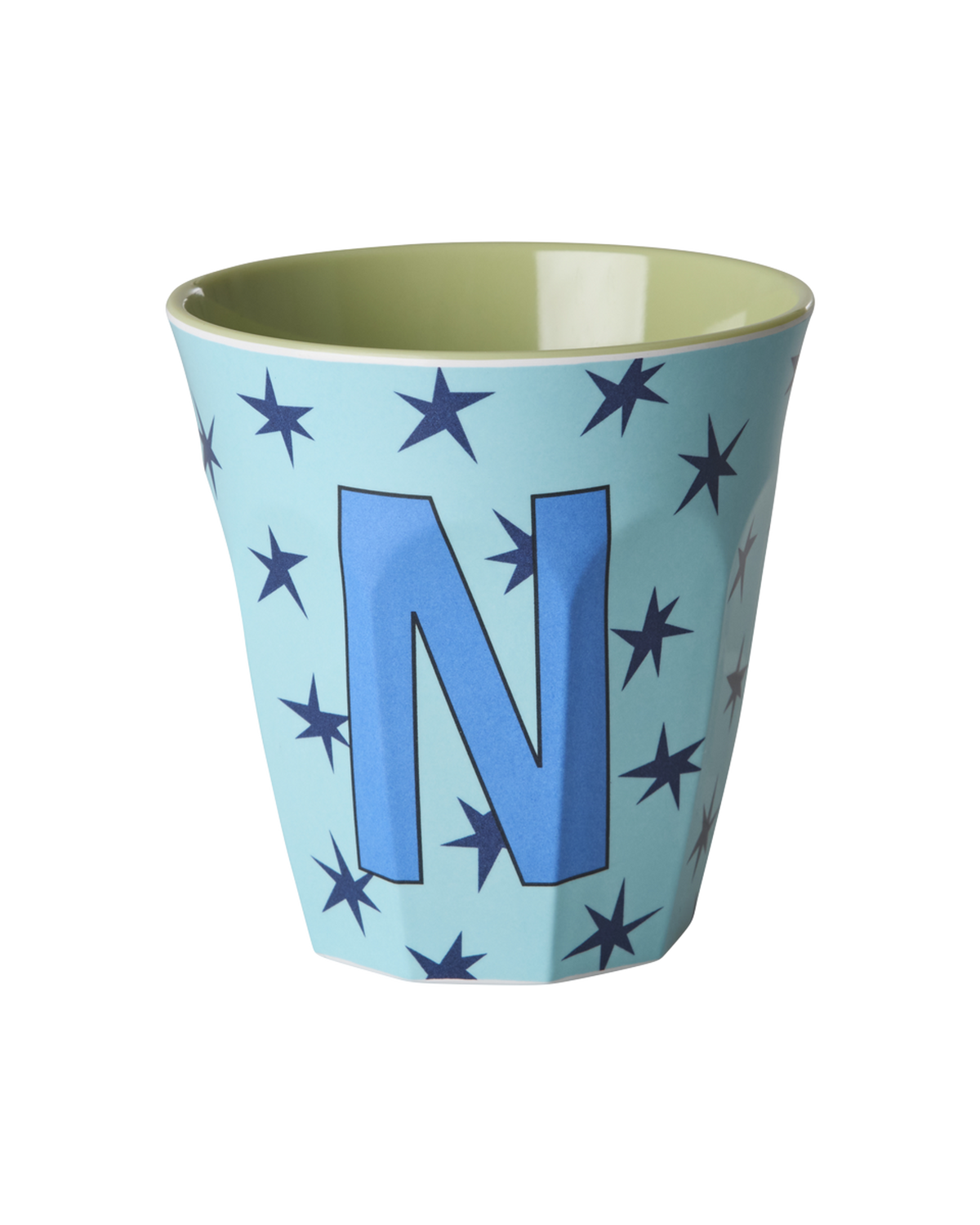 Buchstabenbecher "N" mit Sternen in Hellblau von Rice, 250ml