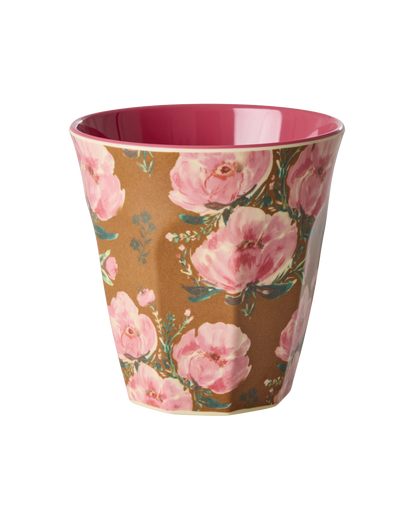 Mittelgroßer Becher "Floral Fiesta Rose" mit Rosenmuster von Rice, 250ml