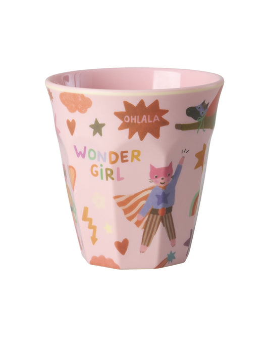 Pinker Becher mit "Superheld" Motiv von Rice, 250ml