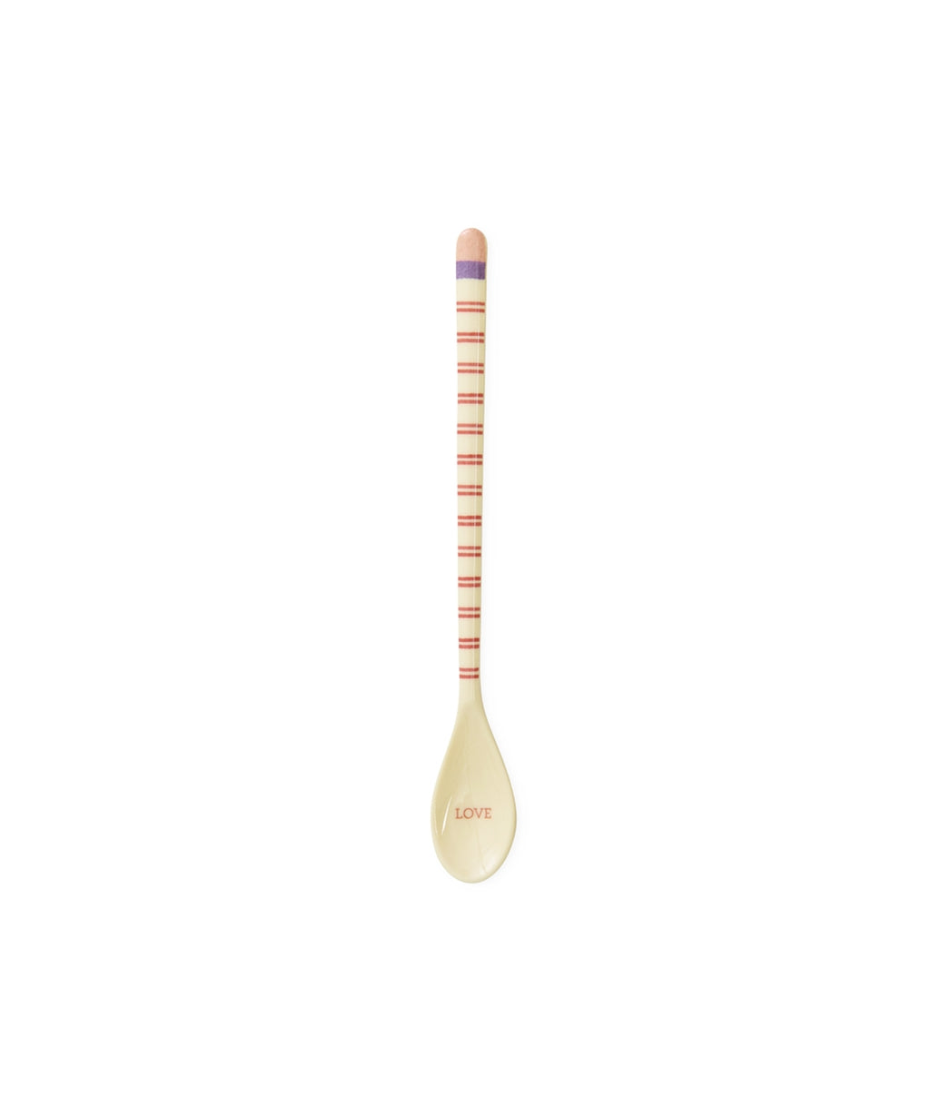 Large Latte Spoon with "Stripey Love" Motif by Rice