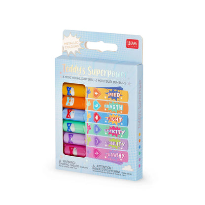 Mini Highlighter "Teddy´s Superpower" von Legami, 6er Set