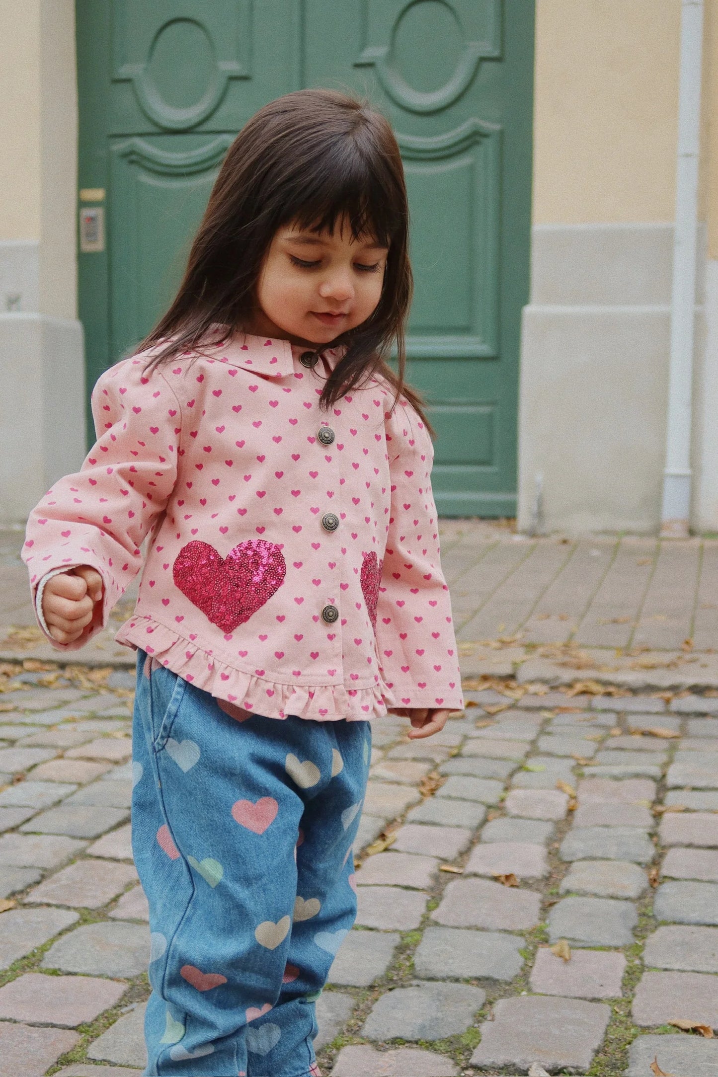 Magot Jeanshose "Bon Coeur Colore" mit buntem Herz-Motiv von Konges Slojd
