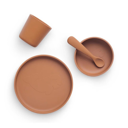 4-teiliges Geschirrset aus Silikon, caramel