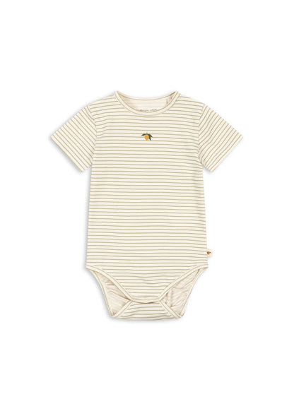 Gestreifter Babybody "Tea Stripe" mit kleiner Zitrone von Konges Slojd, Größe 74-86