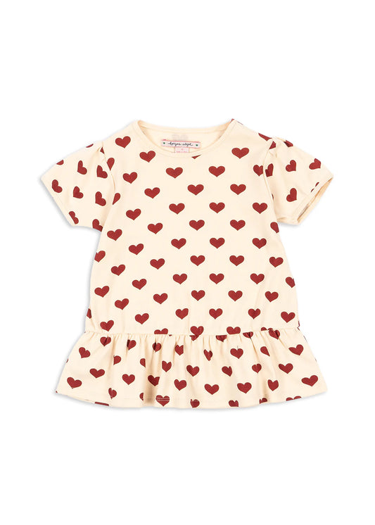 Kurzarm T-Shirt "Amour Rouge" mit Herzmotiv von Konges Slojd