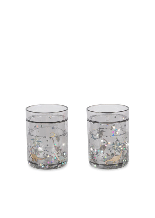 Glitzerbecher mit Dino-Motiv von Konges Slojd, einzeln oder im 2er Set