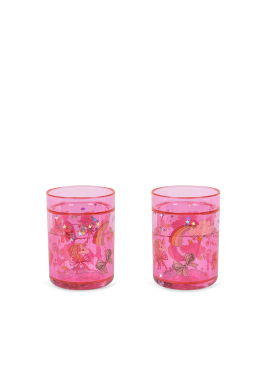 Glitzerbecher mit Einhorn-Motiv "Rainbow Bow" von Konges Slojd, einzeln oder im 2er Set