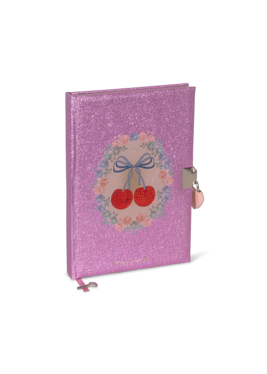 Glitzertagebuch "Cherry Glitter" zum Abschliessen von Konges Slojd