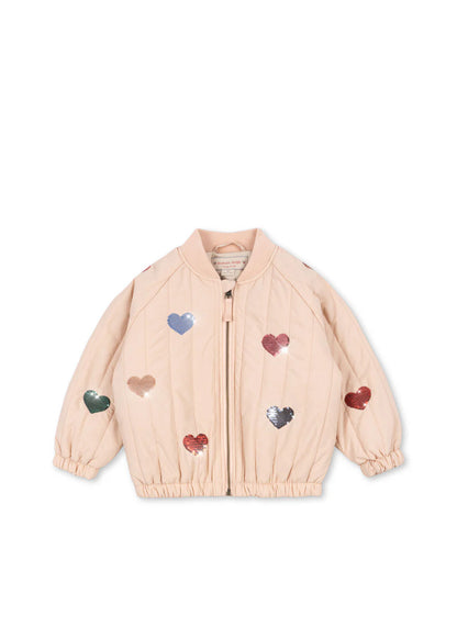 Juno Bomber Jacke mit Pailetten-Herz-Motiv "Cameo Rose", Größe 74-128