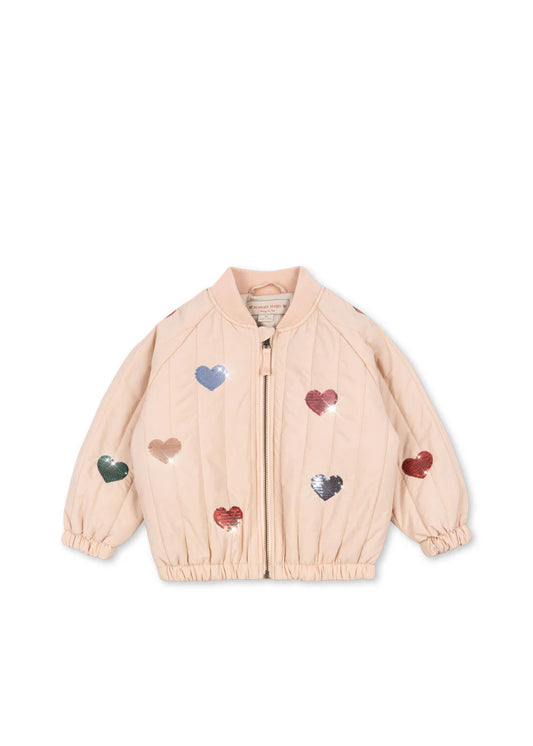 Juno Bomber Jacke mit Pailetten-Herz-Motiv "Cameo Rose", Größe 74-128