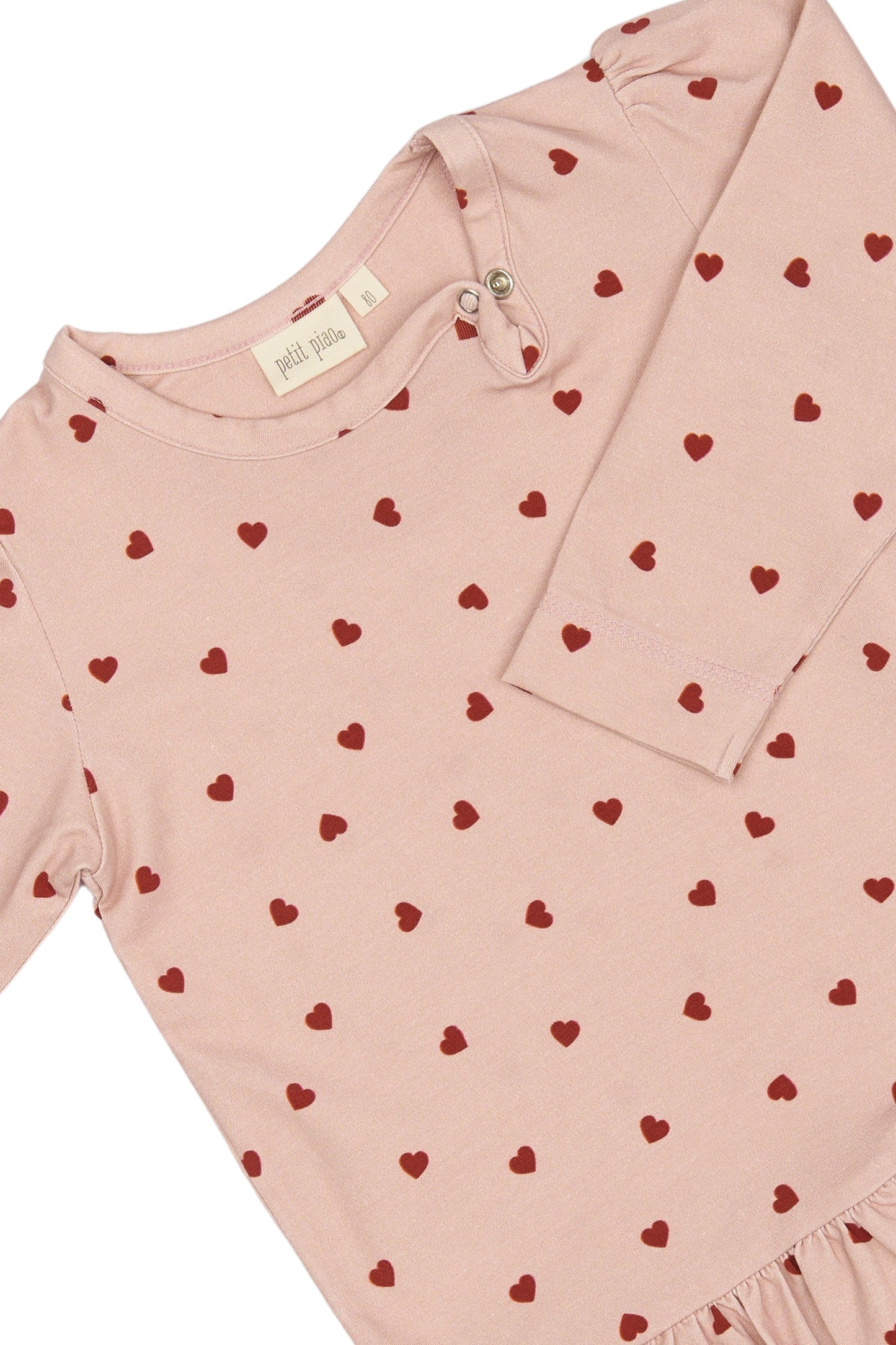 Rosa Kleid mit Herz-Muster von Petit Piao, Größe 74-122