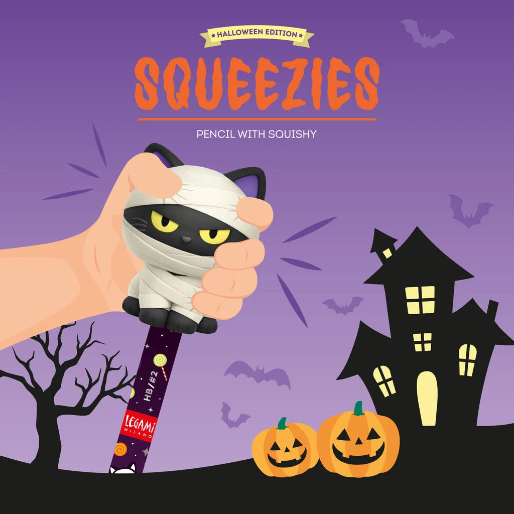 Squeezies Anti-Stress-Bleistift "Mummy Cat" von Legami (Halloween Edition)