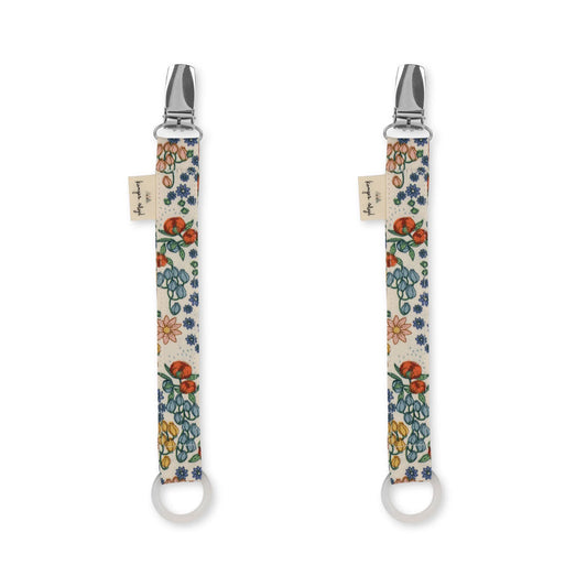 Schnullerketten "Bibi Fleur" mit Blumenmuster von Konges Slojd, 2er Set