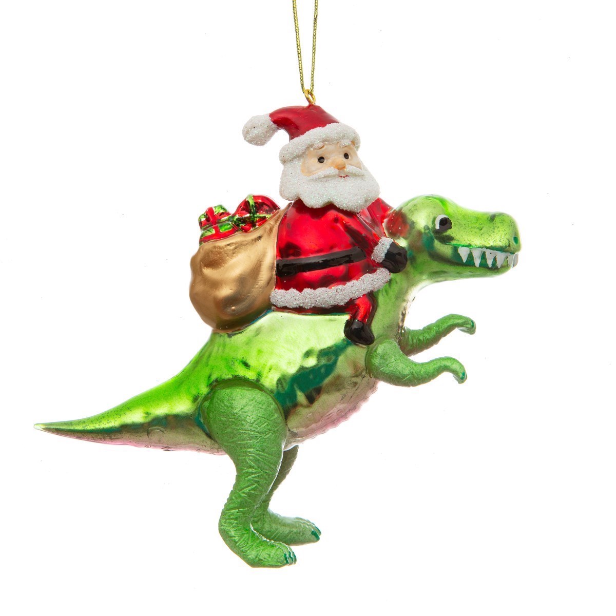 Weihnachtsbaumanhänger "Santa Riding A Dinosaur " von Sass & Belle