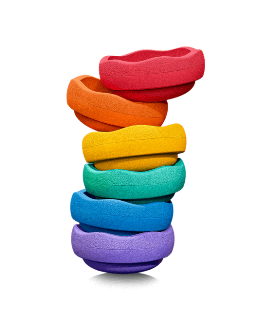 Stapelstein 6er Set "Original Rainbow" mit rot, orange, gelb, grün, blau und lila Stapelstein