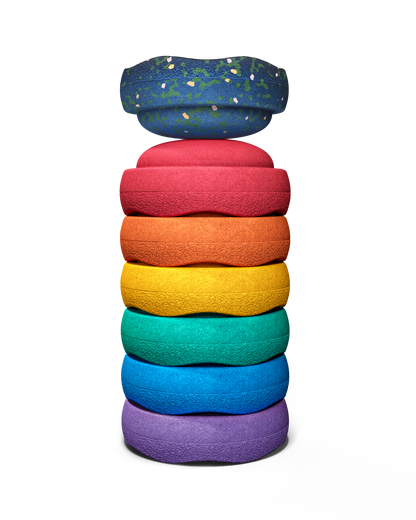 Stapelstein® Spring Special Mini Set "rainbow classic" - 6+1 Mini-Stapelsteine in klassischen Regenbogenfarben, Motorikspielzeug zur Förderung von Gleichgewicht, Kreativität und freiem Spiel