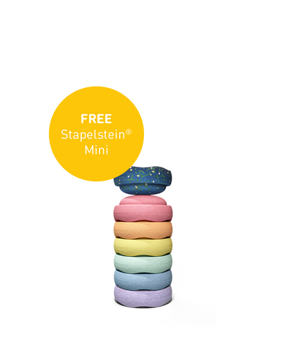 Stapelstein® Spring Special Mini Set "rainbow pastel" - 6+1 Mini-Stapelsteine in Pastellfarben, limitierte Aktion mit gratis Mini-Stapelstein, Motorikspielzeug zur Förderung von Balance und Kreativität